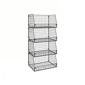 4-Pack Stackable Wire Storage Baskets for Kitchen & Bathroom