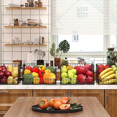 4-Pack Stackable Wire Storage Baskets for Kitchen & Bathroom