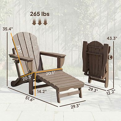 Outsunny Adirondack Chair Set of 2, HDPE Fire Pit Chair with Cup Holder