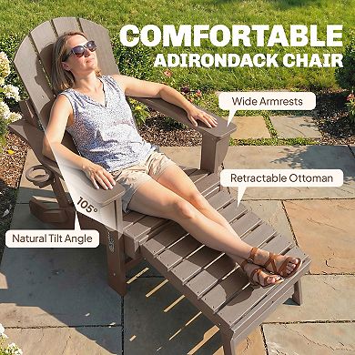 Outsunny Adirondack Chair Set of 2, HDPE Fire Pit Chair with Cup Holder