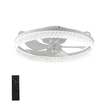 ELEMENT ACE 19-Inch Dimmable Feather Design Ceiling Fan with LED Light and Remote Control