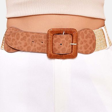 AGP PARIS Beige Tiger Print Broad Belt