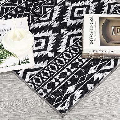 Boho Area Rug Non Slip Foldable Vacuum Clean Non Shedding Floor Cover for Living Room Laundry