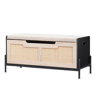 Wooden Storage Chest with Seat Cushion