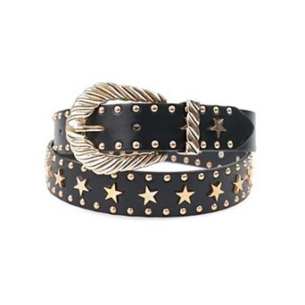 AGP PARIS Sleek Black Belt with Star Detailing
