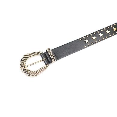 AGP PARIS Sleek Black Belt with Star Detailing