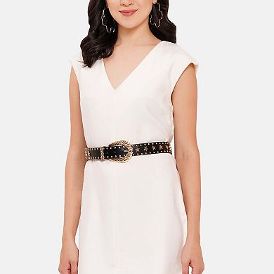 AGP PARIS Sleek Black Belt with Star Detailing