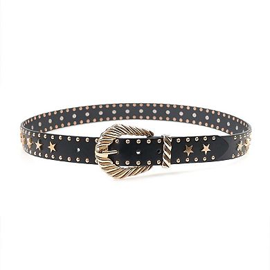 AGP PARIS Sleek Black Belt with Star Detailing