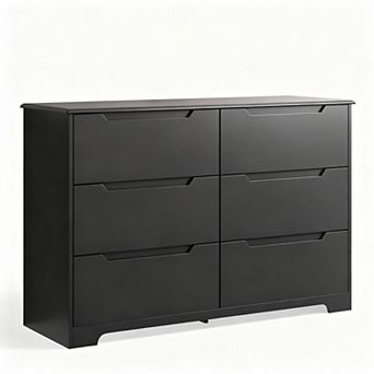 6-Drawer Modern Wooden Storage Cabinet, Wardrobe, Anti-Tip Design - Suitable for Bedroom, Living Roo