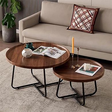 Round Nesting Coffee Table Set of 2