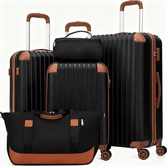 5 pc Travel Luggage Set with TSA Lock, ABS Hard Shell, Silent Wheels