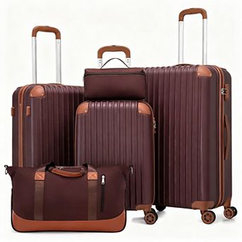 5 pc Travel Luggage Set with TSA Lock, ABS Hard Shell, Silent Wheels