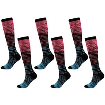 Women's 6 pk Professional Athletic Compression Socks - Gradient Pressure Knee-High Socks