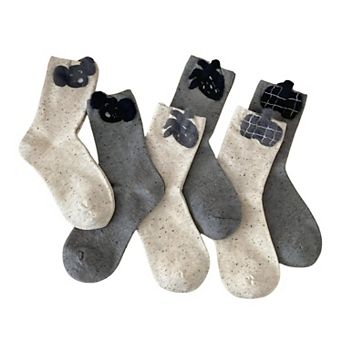 6-Pair Crew Socks Soft Knit Fabric with Subtle Patterned Cuff Comfortable Everyday Giftable Sock Set