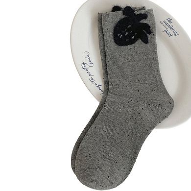 6-Pair Crew Socks Soft Knit Fabric with Subtle Patterned Cuff Comfortable Everyday Giftable Sock Set