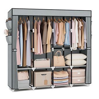 Sturdy Portable 67" Wide Wardrobe with 4 Rods, 4 Shelves, & 4 Pockets