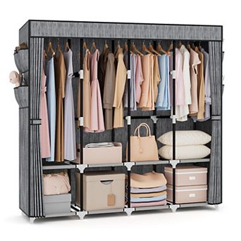 Sturdy Portable 67" Wide Wardrobe with 4 Rods, 4 Shelves, & 4 Pockets