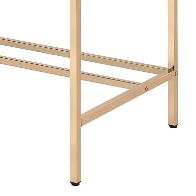 GOODSILO Modern Compact Writing Desk with USB Port and Gold Metal Base