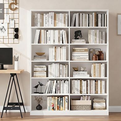 6-Tier Wide Bookshelf: Sturdy, Durable, Waterproof, Scratch-Resistant for Home