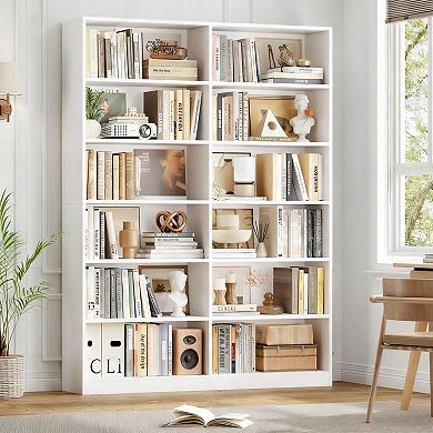 6-Tier Wide Bookshelf: Sturdy, Durable, Waterproof, Scratch-Resistant for Home