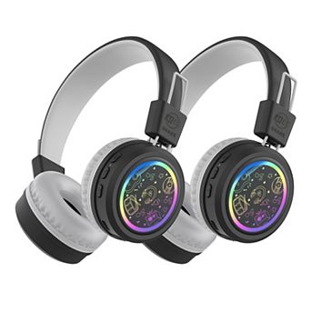 MEE audio KidJamz Share (2 Pack) Wireless Headphones for Kids w/ Multipoint Connection & LED Lights