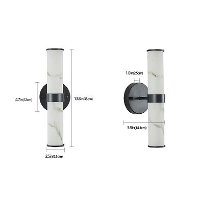 ELEMENT ACE Set of Two Imitation Marble Texture Wall Sconces with Metal Frame