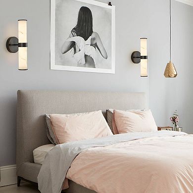 ELEMENT ACE Set of Two Imitation Marble Texture Wall Sconces with Metal Frame