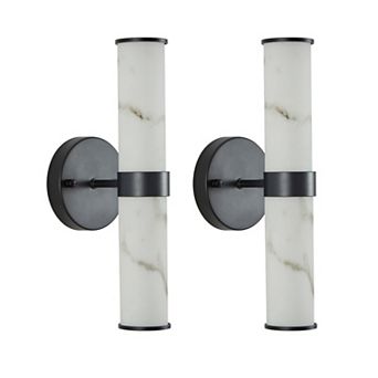 ELEMENT ACE Set of Two Imitation Marble Texture Wall Sconces with Metal Frame