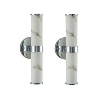 ELEMENT ACE Set of Two Imitation Marble Texture Wall Sconces with Metal Frame
