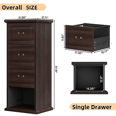 4-Drawer Rustic File Cabinet for A4/Letter Size