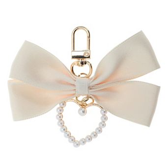 Faux Pearl Heart Bow Handbag Charms Keychains 1 pc