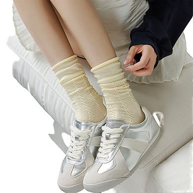 3-Pair Textured Crew Socks Soft Knit Fabric Cable Detail Comfortable Everyday Giftable Sock Set