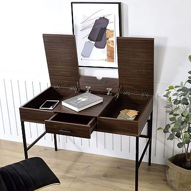GOODSILO Modern Writing Desk with USB Port and Storage Drawer