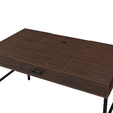 GOODSILO Modern Writing Desk with USB Port and Storage Drawer