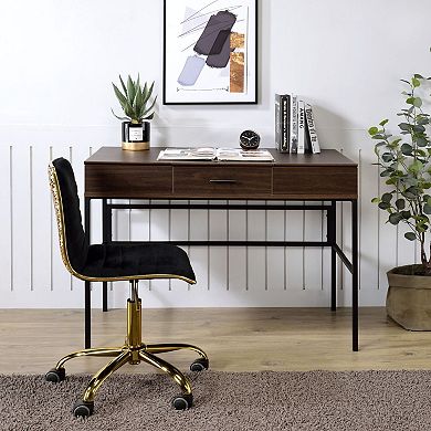 GOODSILO Modern Writing Desk with USB Port and Storage Drawer