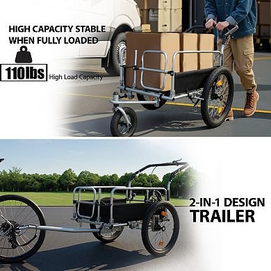 ELEMENT ACE 3-in-1 Heavy-Duty Convertible Cargo Trailer with Steel Frame and 110lb Capacity