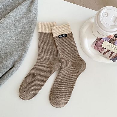 Women's Two-Tone Ribbed Socks 6pk - Classic & Comfortable Mid-Calf Socks for Everyday Wear