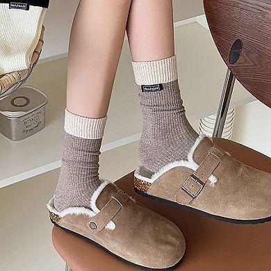 Women's Two-Tone Ribbed Socks 6pk - Classic & Comfortable Mid-Calf Socks for Everyday Wear