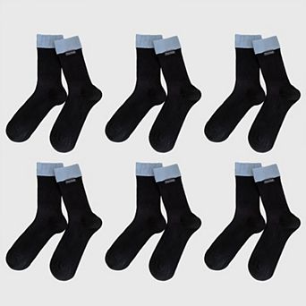 Women's Two-Tone Ribbed Socks 6 pk - Classic & Comfortable Mid-Calf Socks for Everyday Wear
