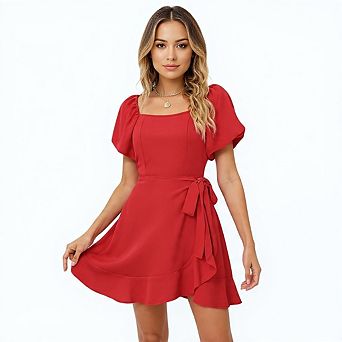 Puff Sleeve Square Neck Summer Dress for Women