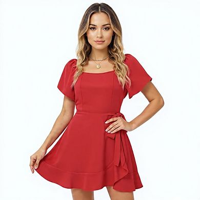 Puff Sleeve Square Neck Summer Dress for Women