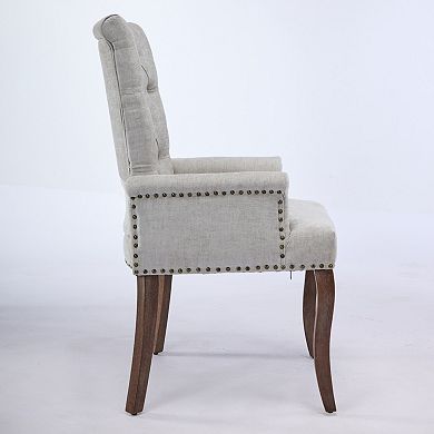 GOODSILO Elegant Upholstered Accent Dining Chair with Curved Wood Legs and Tufted Back