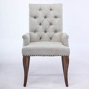 GOODSILO Elegant Upholstered Accent Dining Chair with Curved Wood Legs and Tufted Back