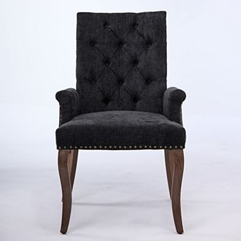 GOODSILO Elegant Upholstered Accent Dining Chair with Curved Wood Legs and Tufted Back