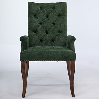 GOODSILO Elegant Upholstered Accent Dining Chair with Curved Wood Legs and Tufted Back