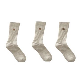 3-Pair Ribbed Crew Socks Soft Stretch Knit with Subtle Embblem Detail Comfortable Everyday Sock Set