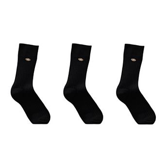 3-Pair Ribbed Crew Socks Soft Stretch Knit with Subtle Embblem Detail Comfortable Everyday Sock Set