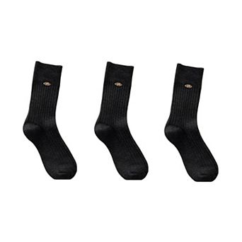 3-Pair Ribbed Crew Socks Soft Stretch Knit with Subtle Embblem Detail Comfortable Everyday Sock Set