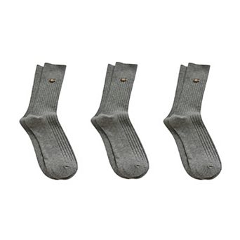 3-Pair Ribbed Crew Socks Soft Stretch Knit with Subtle Embblem Detail Comfortable Everyday Sock Set