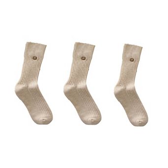 3-Pair Ribbed Crew Socks Soft Stretch Knit with Subtle Embblem Detail Comfortable Everyday Sock Set